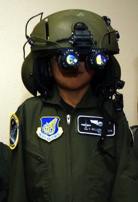 Child wearing night goggles